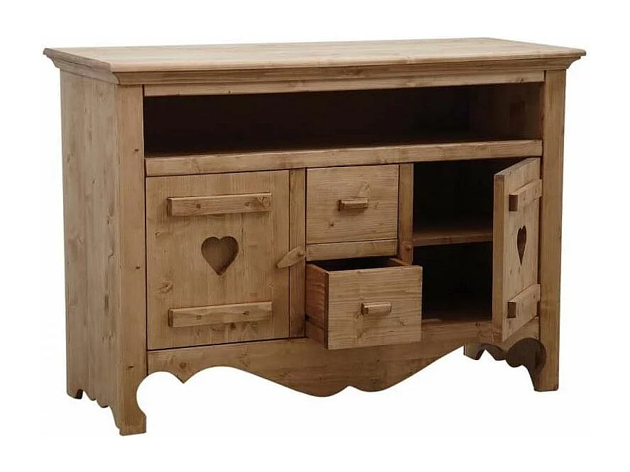 Meuble TV en épicéa ciré miel Coeur