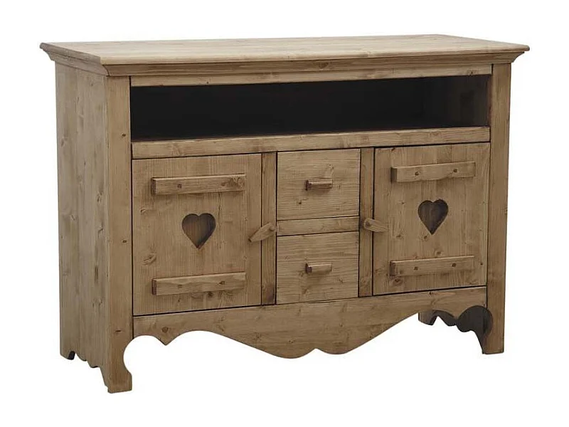 Meuble TV en épicéa ciré miel Coeur