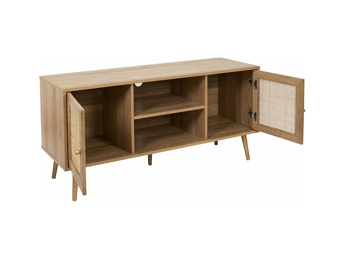 Set meuble TV en bois 2 portes et table basse 1 tiroir Bali