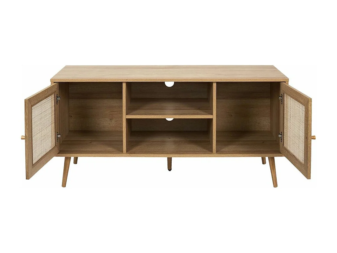 Set meuble TV en bois 2 portes et table basse 1 tiroir Bali