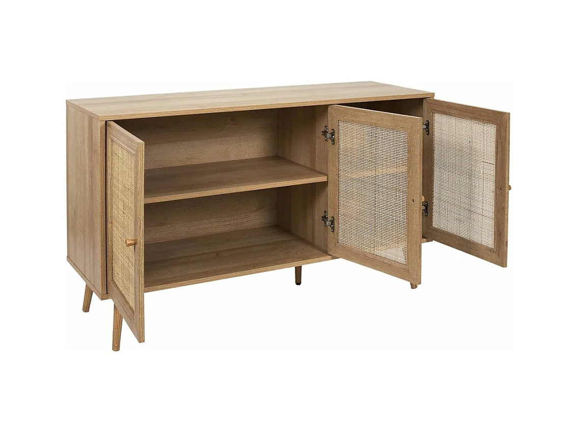 Set buffet 3 portes + meuble TV en bois 2 portes et table basse 1 tiroir Bali
