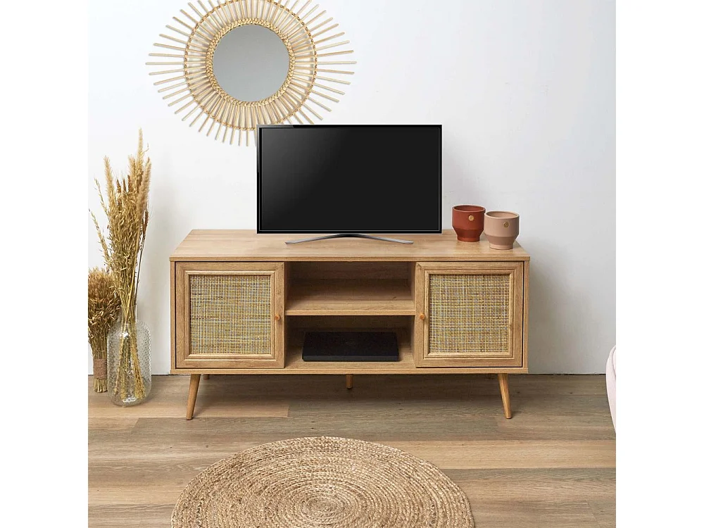 Set buffet 3 portes + meuble TV en bois 2 portes et table basse 1 tiroir Bali