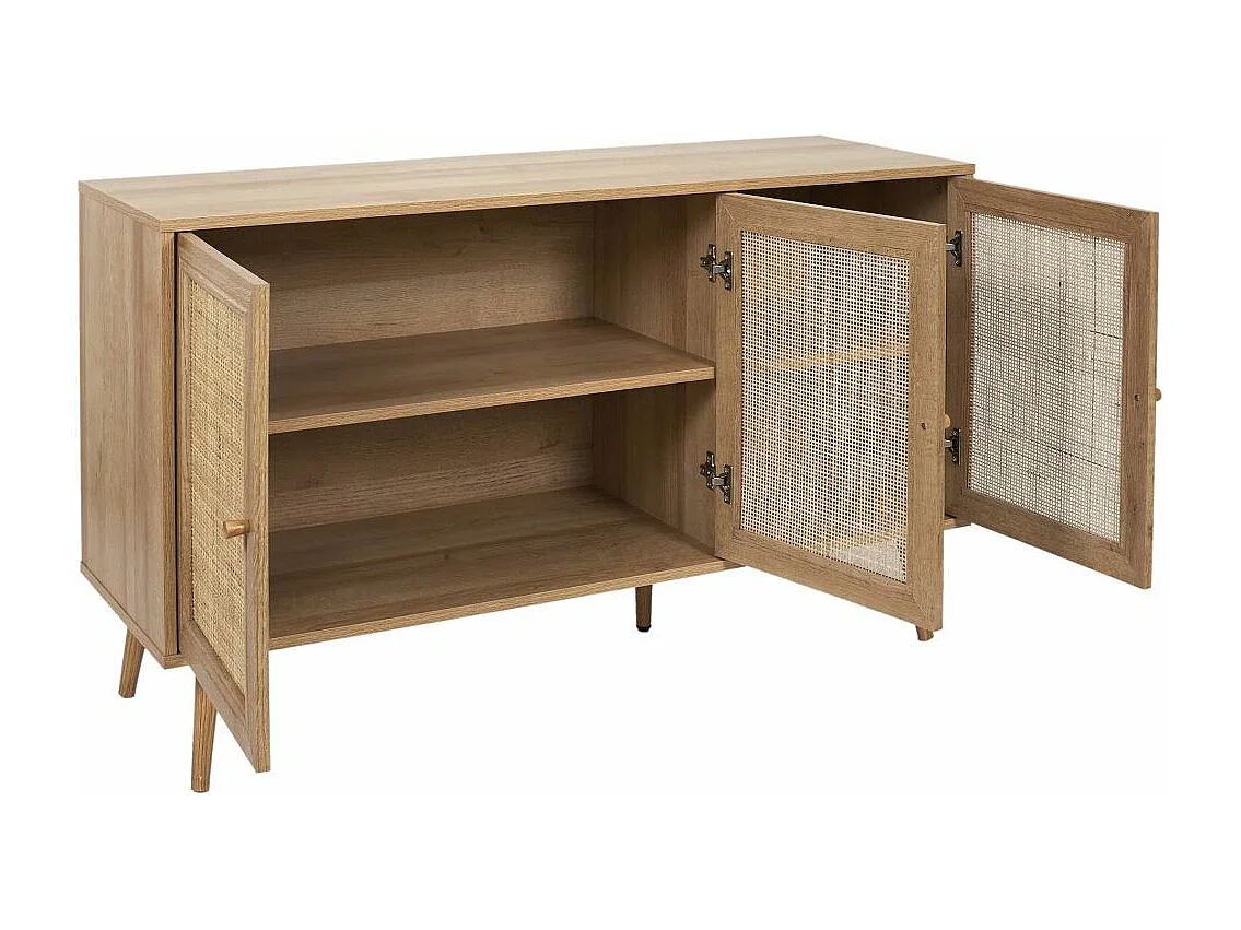 Set buffet 3 portes + meuble TV en bois 2 portes et table basse 1 tiroir Bali