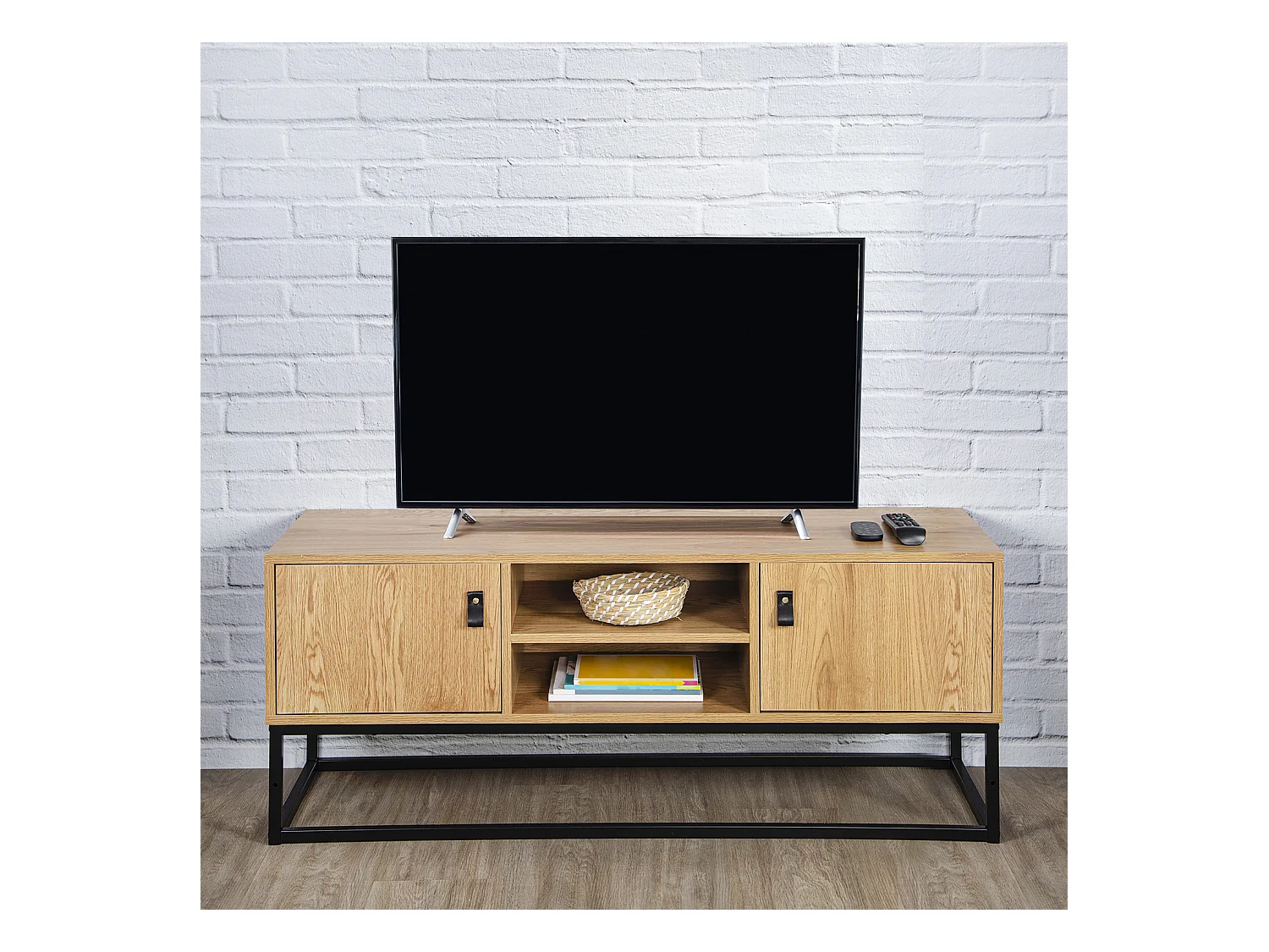 Meuble Tv Bois Et Metal Abbott Marron, Noir