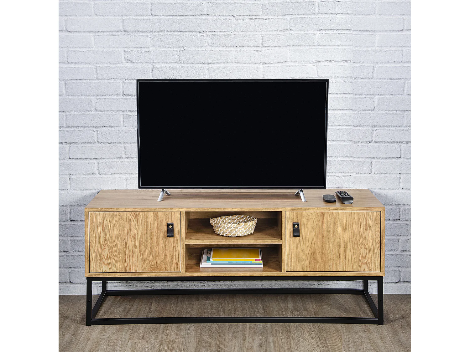 Meuble Tv Bois Et Metal Abbott Marron, Noir