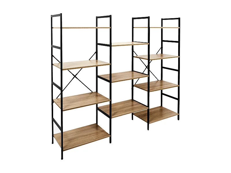 Etagere Indus Bois Et Metal Marron, Noir