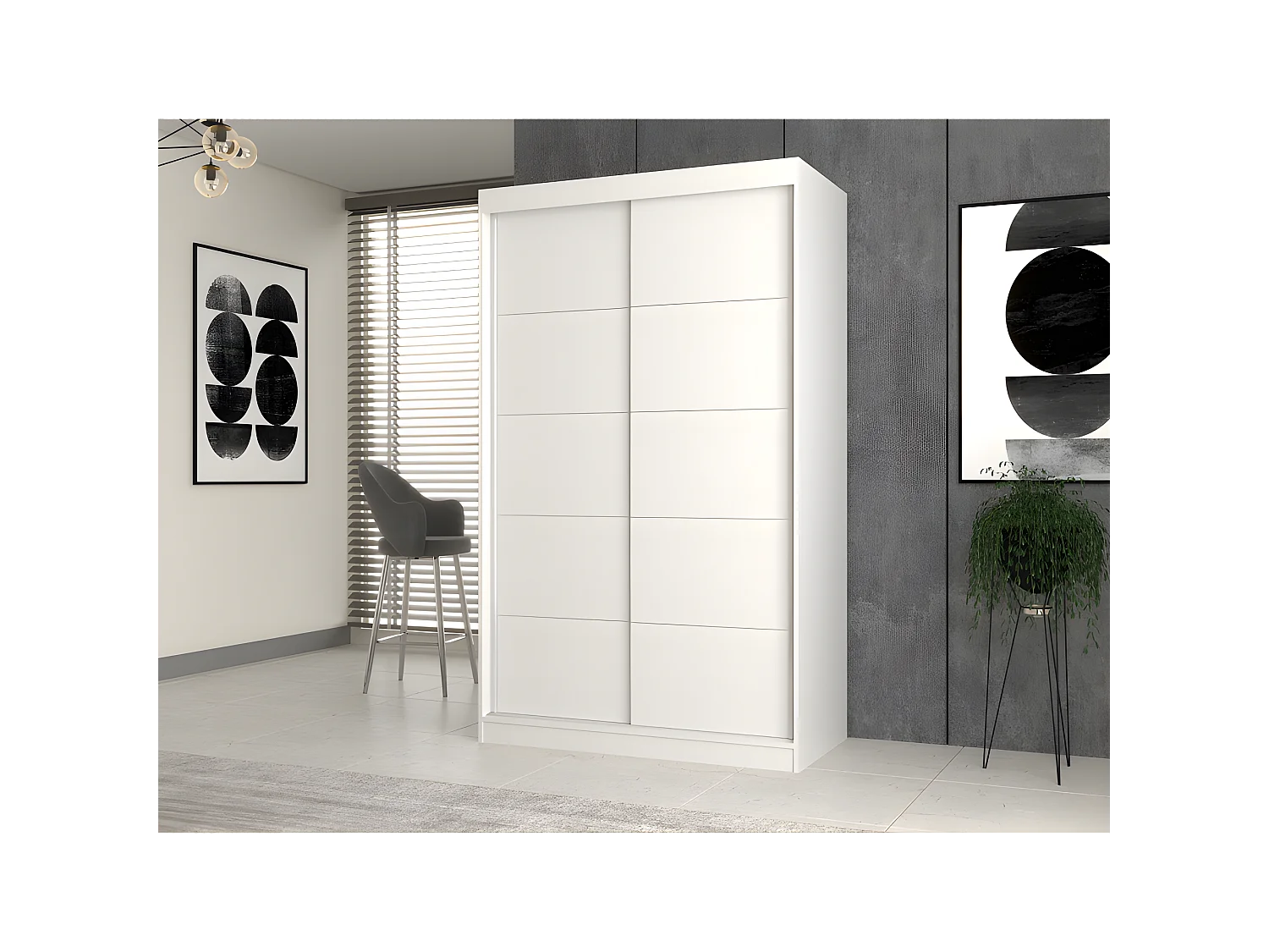 PAOLO - Armoire  à 2 portes coulissantes - Penderie L 120 cm - Dressing de chambre 2 portes