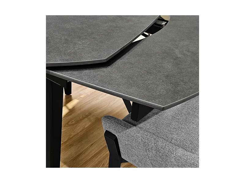 Table extensible ovale 120/180 cm céramique gris anthracite - ADELPHIA