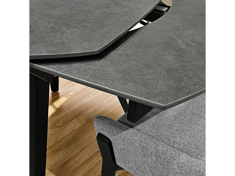 Table extensible ovale 120/180 cm céramique gris anthracite - ADELPHIA