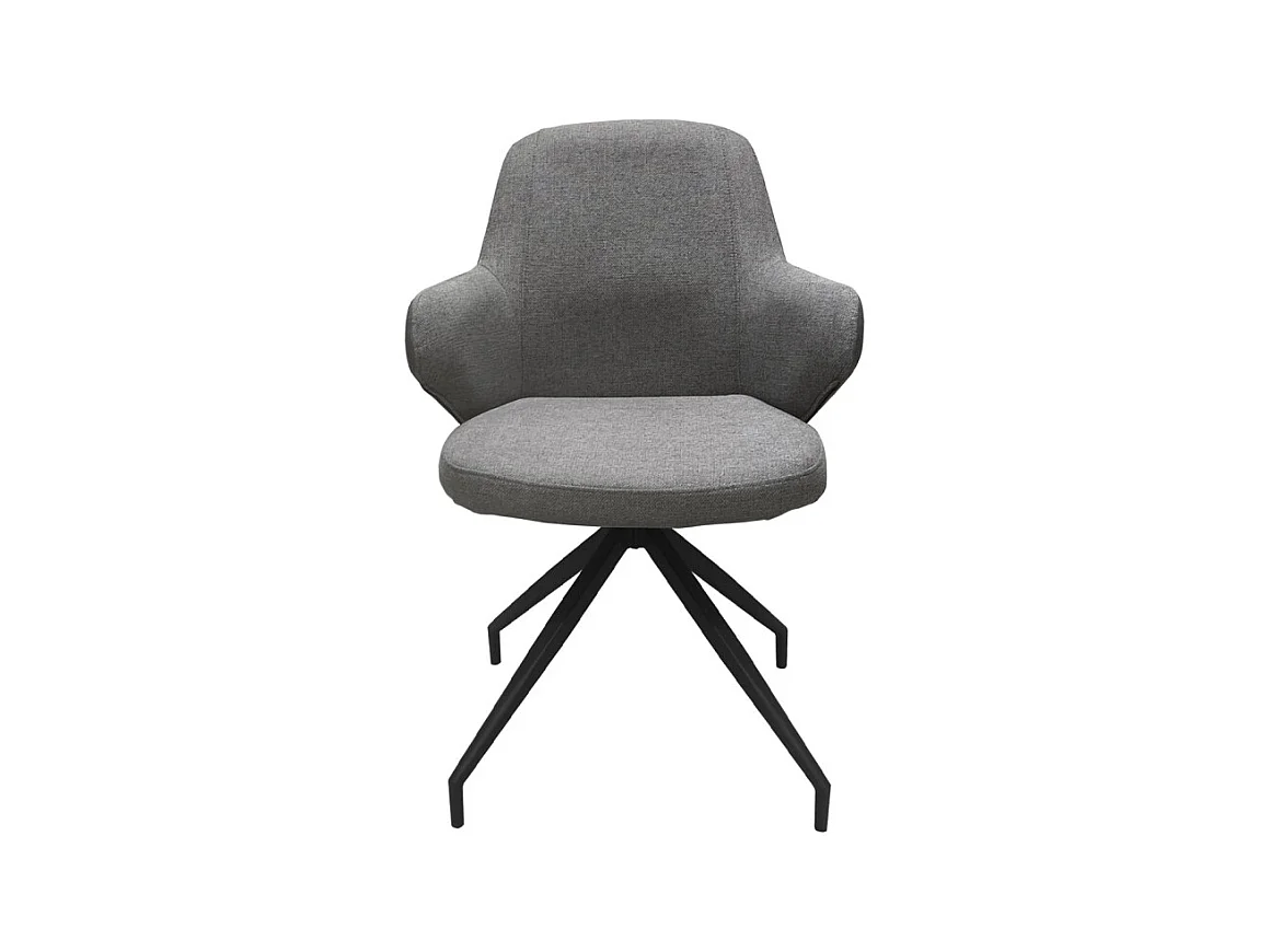 Lot de 2 chaises rotatives 180° tissu chiné et simili gris - DUFFY