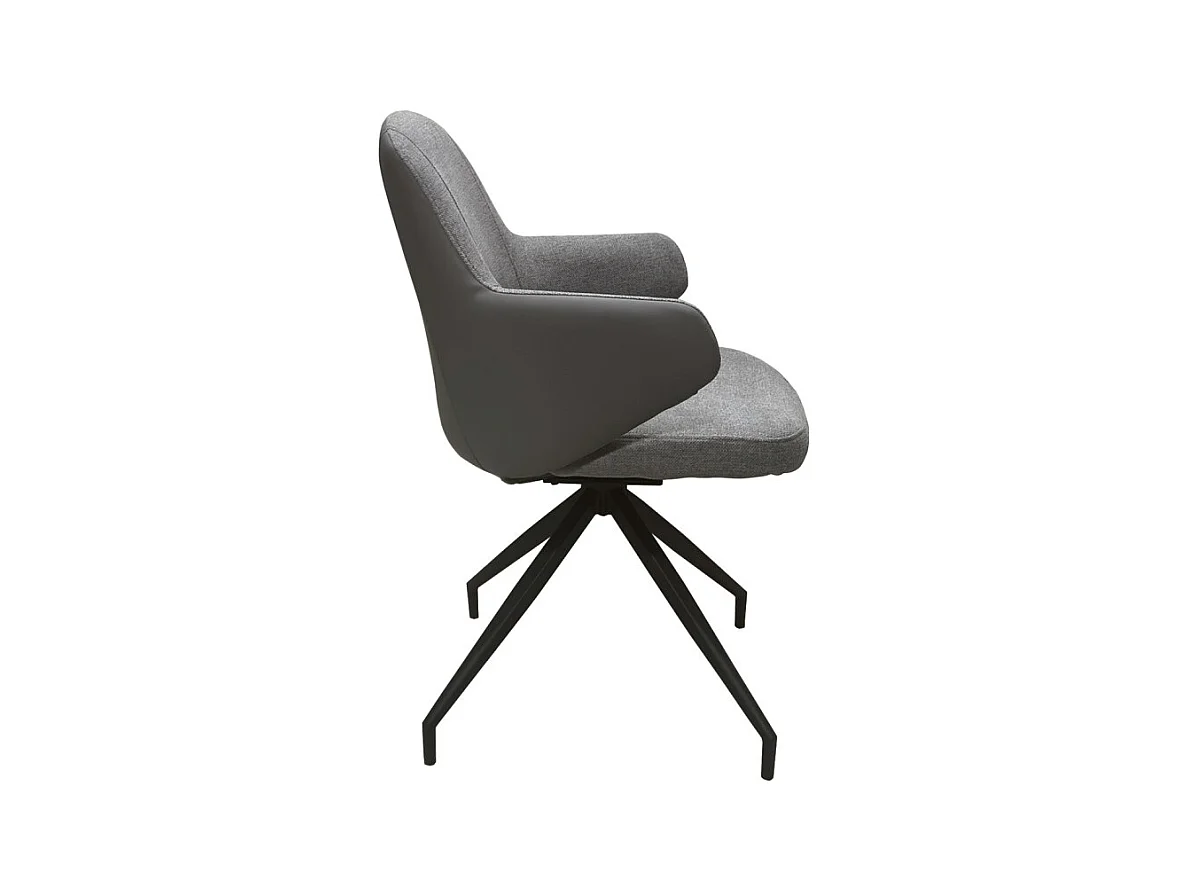 Lot de 2 chaises rotatives 180° tissu chiné et simili gris - DUFFY