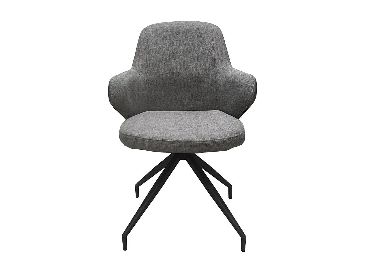 Lot de 2 chaises rotatives 180° tissu chiné et simili gris - DUFFY