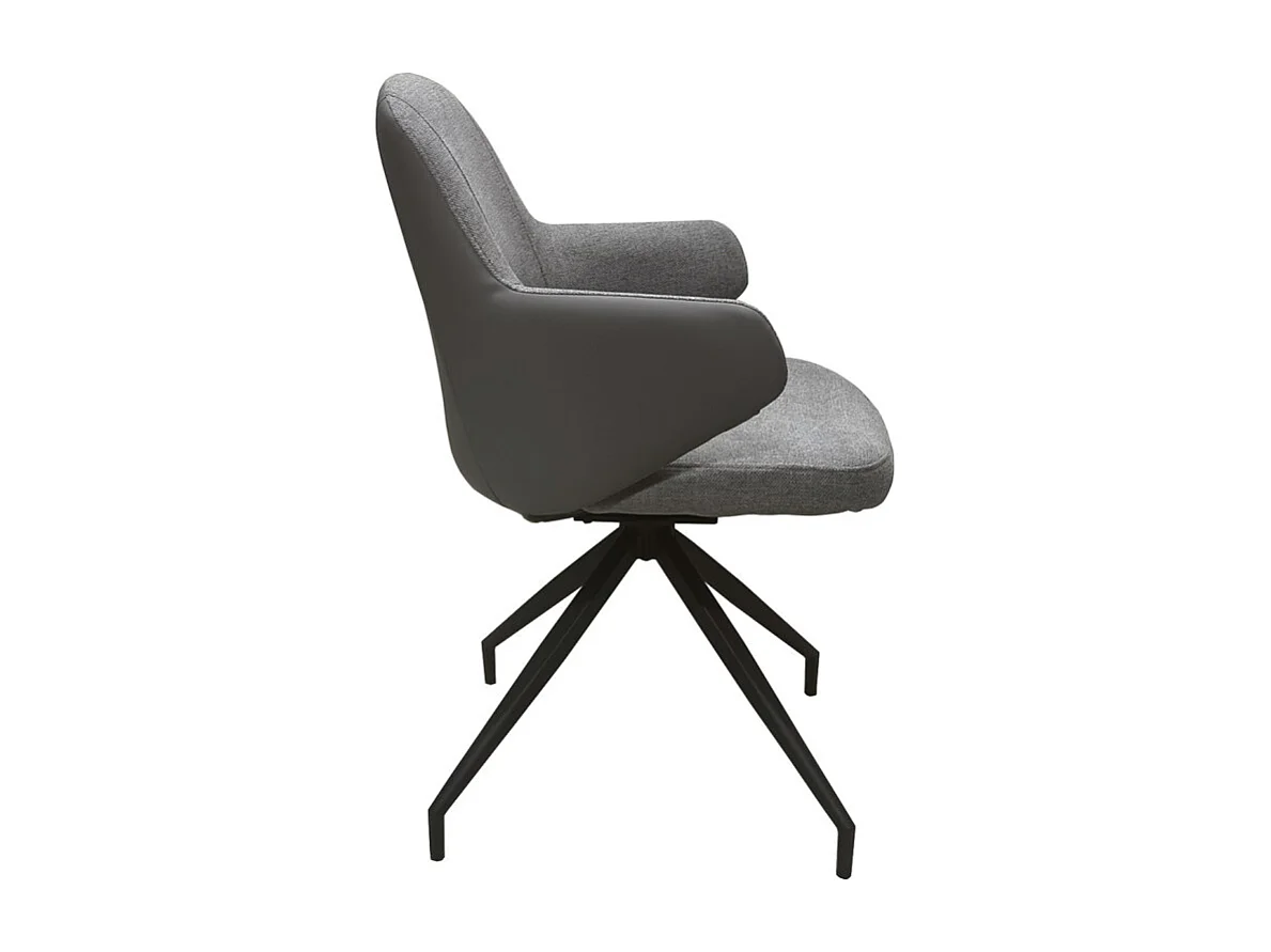 Lot de 2 chaises rotatives 180° tissu chiné et simili gris - DUFFY