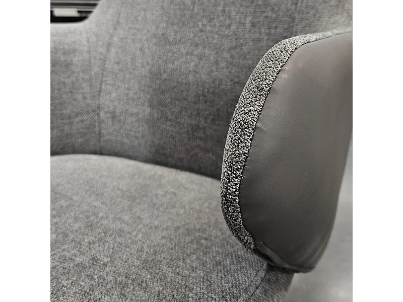 Lot de 2 chaises rotatives 180° tissu chiné et simili gris - DUFFY