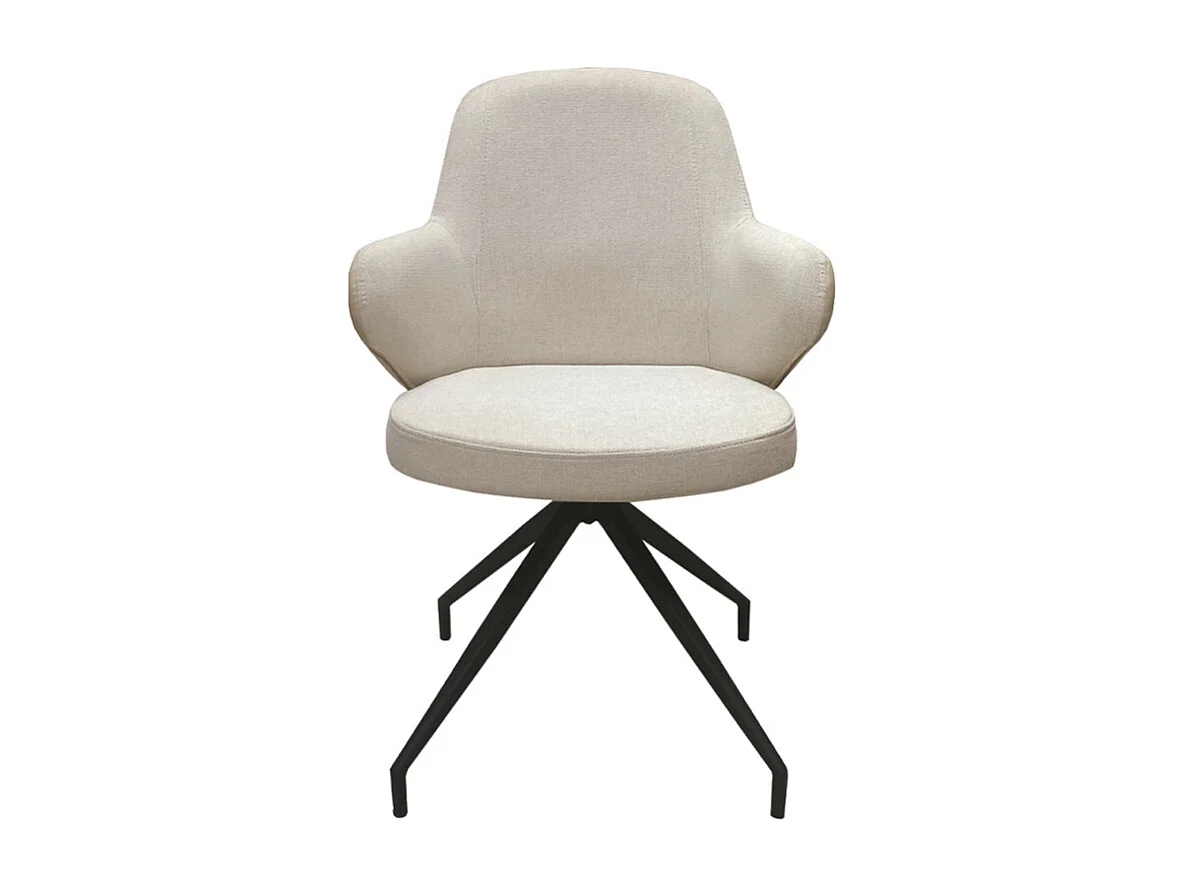 Lot de 2 chaises rotatives 180° tissu chiné et simili beige - DUFFY