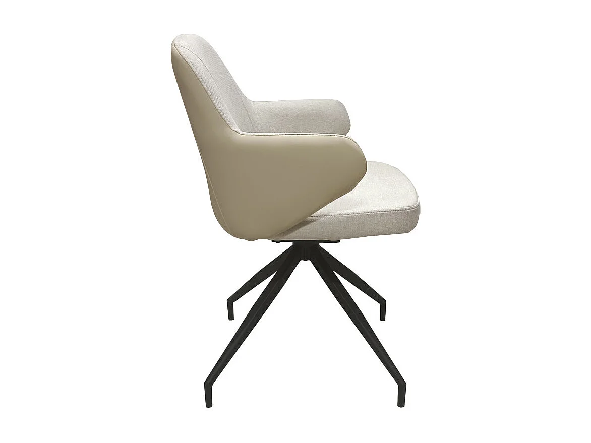 Lot de 2 chaises rotatives 180° tissu chiné et simili beige - DUFFY