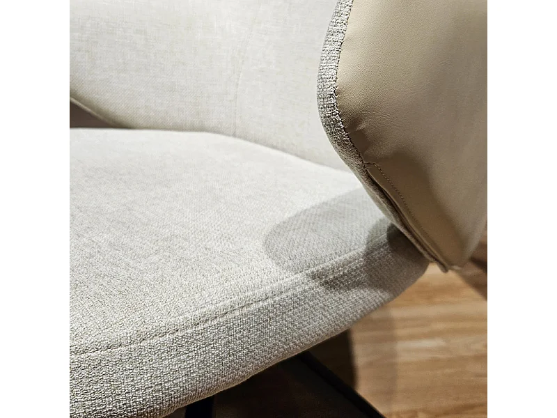 Lot de 2 chaises rotatives 180° tissu chiné et simili beige - DUFFY