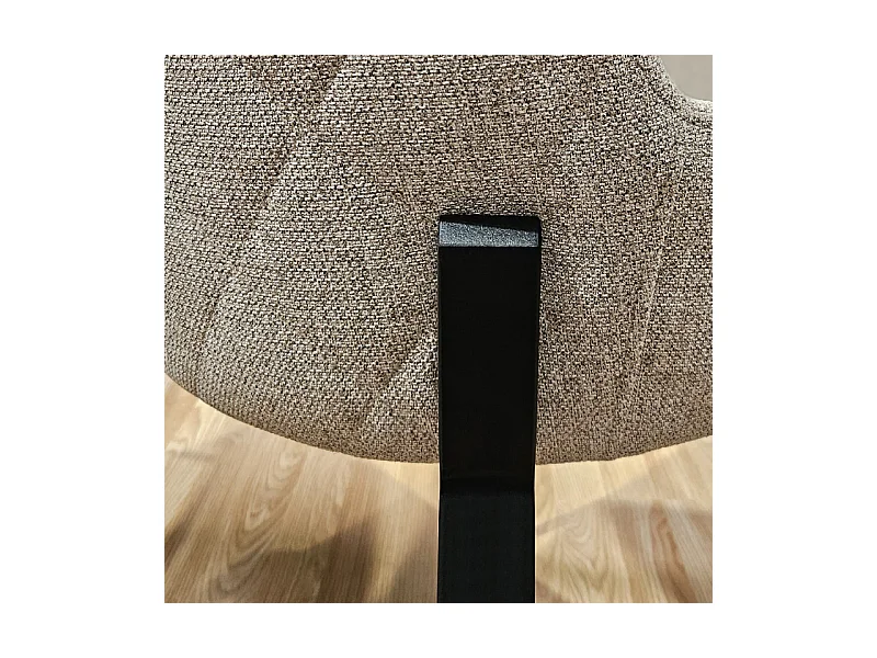 Lot 2 chaises tissu chiné capitonné taupe pieds métal noir - CERAMIK