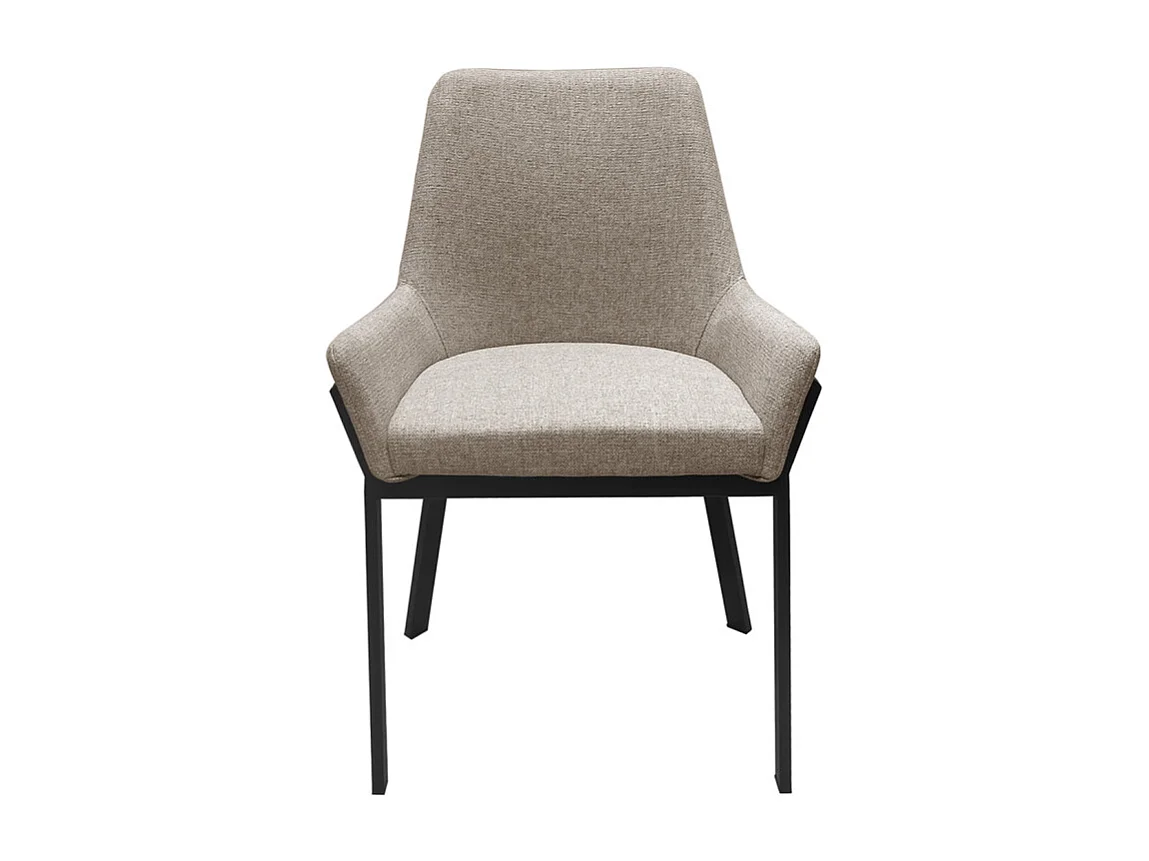 Lot 2 chaises tissu chiné capitonné taupe pieds métal noir - CERAMIK