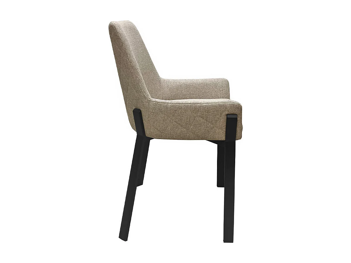 Lot 2 chaises tissu chiné capitonné taupe pieds métal noir - CERAMIK