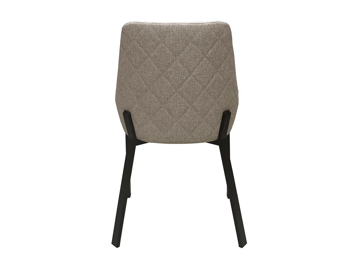 Lot 2 chaises tissu chiné capitonné taupe pieds métal noir - CERAMIK