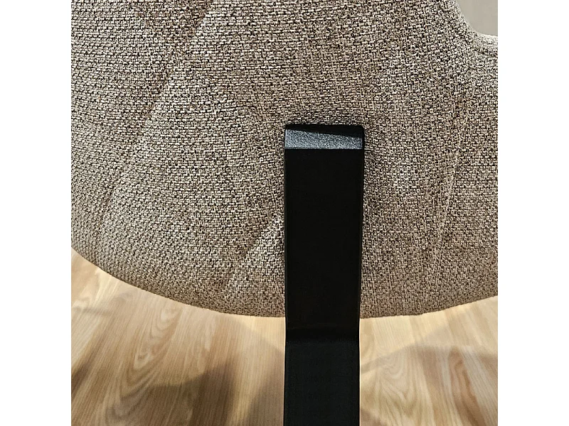 Lot 2 chaises tissu chiné capitonné taupe pieds métal noir - CERAMIK