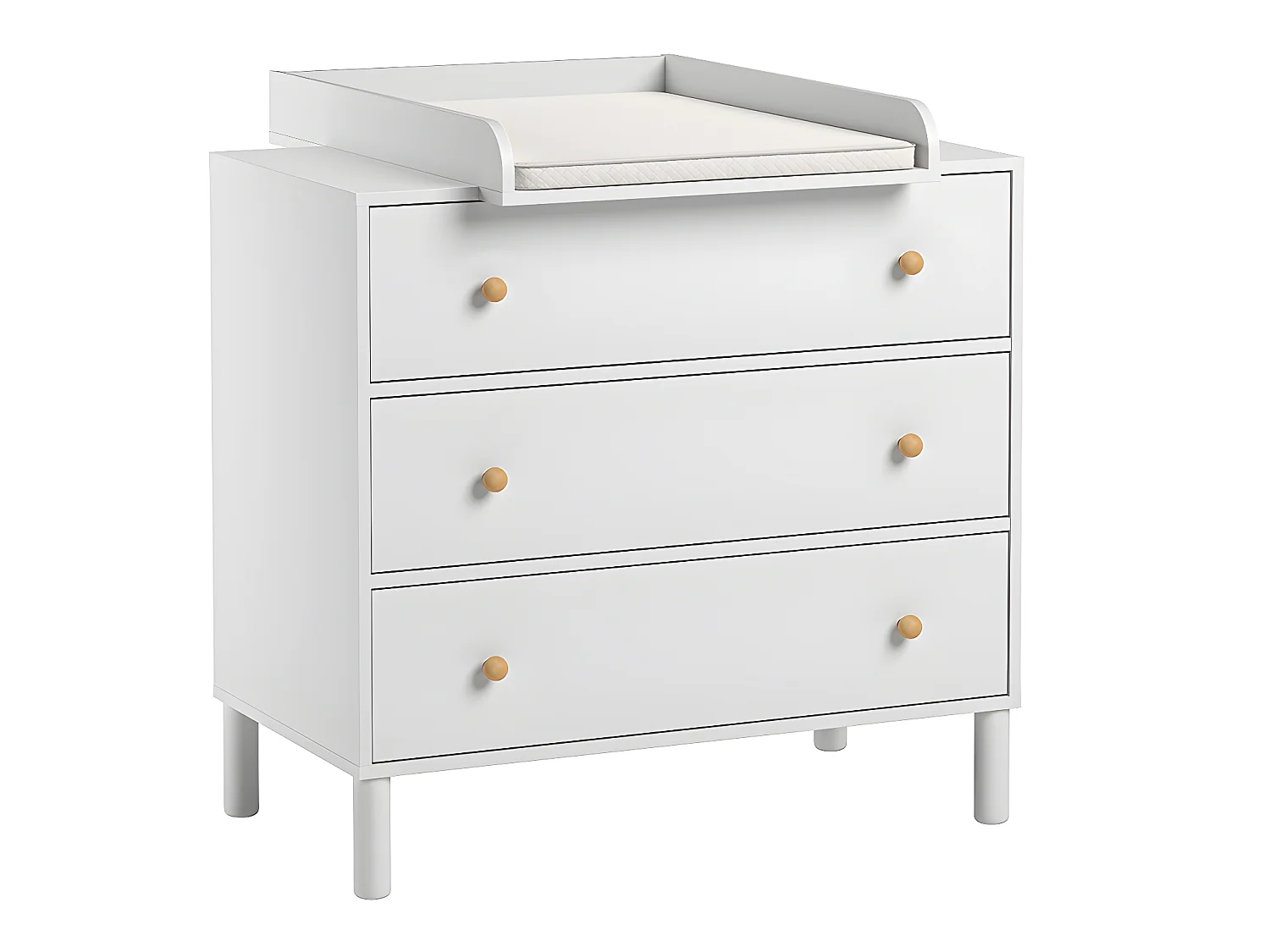 Chambre complète lit bébé 60x120 commode à langer et armoire 2 portes 1 tiroir Tela - Blanc
