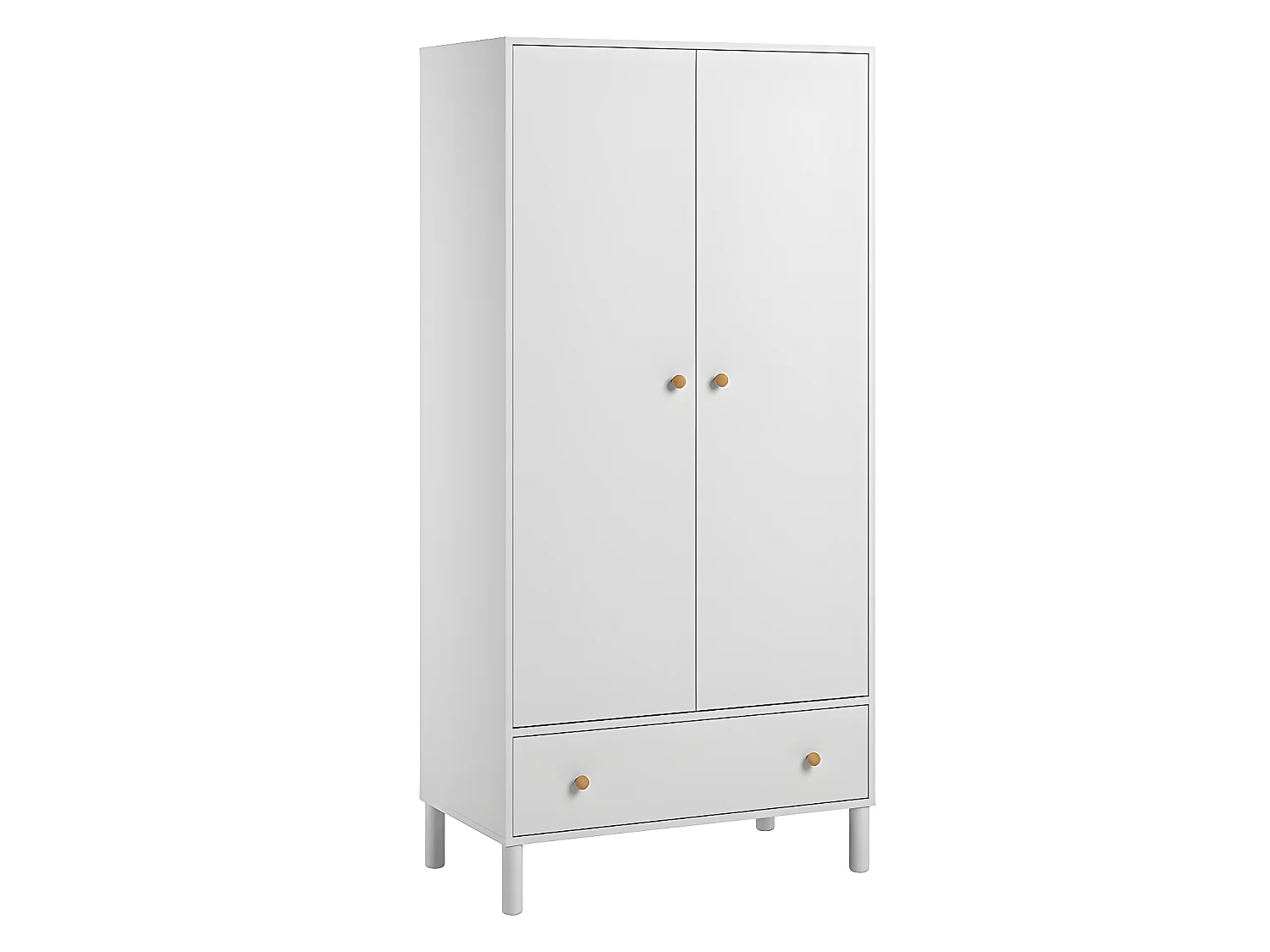 Chambre complète lit bébé 60x120 commode à langer et armoire 2 portes 1 tiroir Tela - Blanc