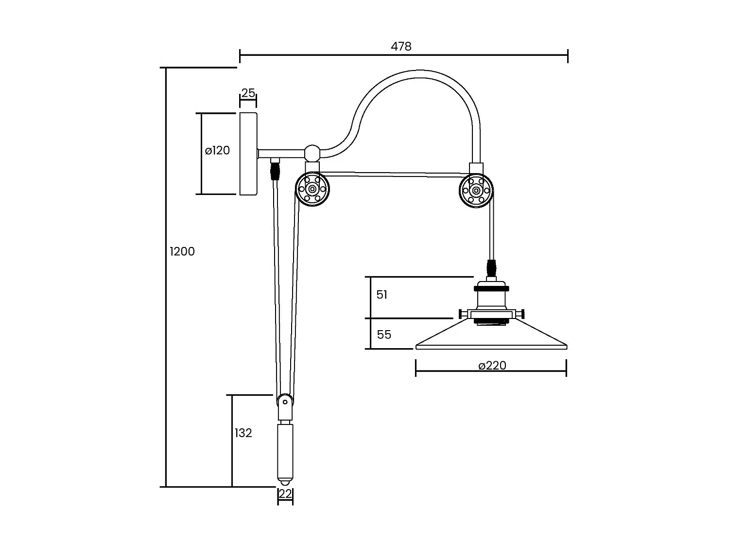 Lámpara de Pared de Metal Auala Negro