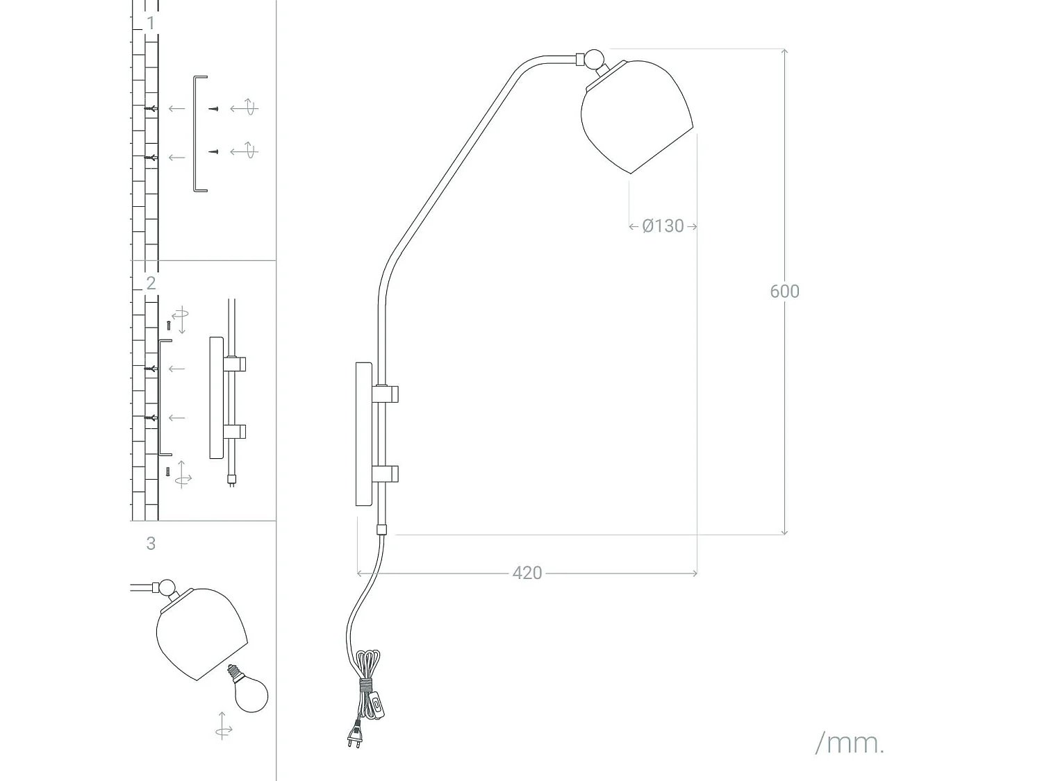 Lampe Murale Orientable Métal Bando Noir