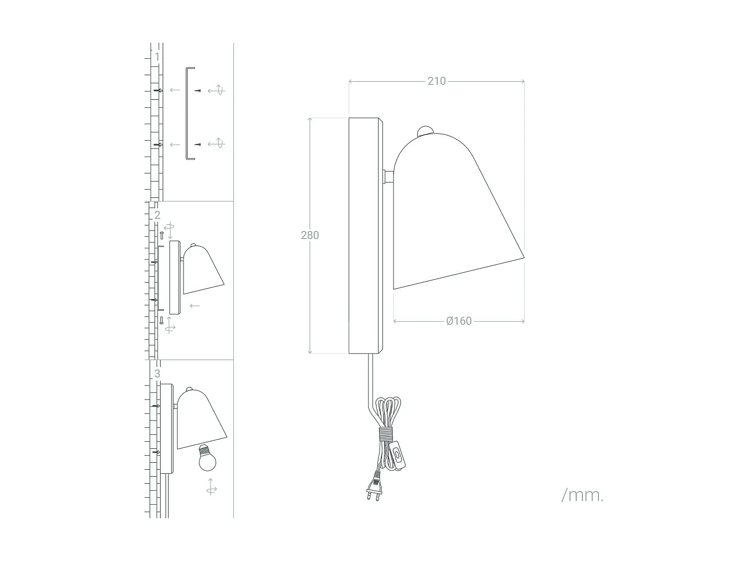 Lampada da Parete Mysen Bianco