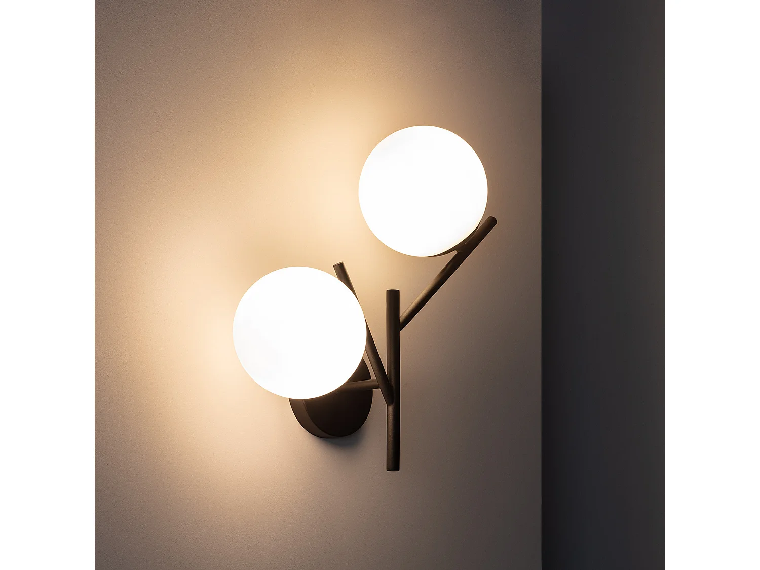 Lampe Murale Métal et Verre Balts  Noir