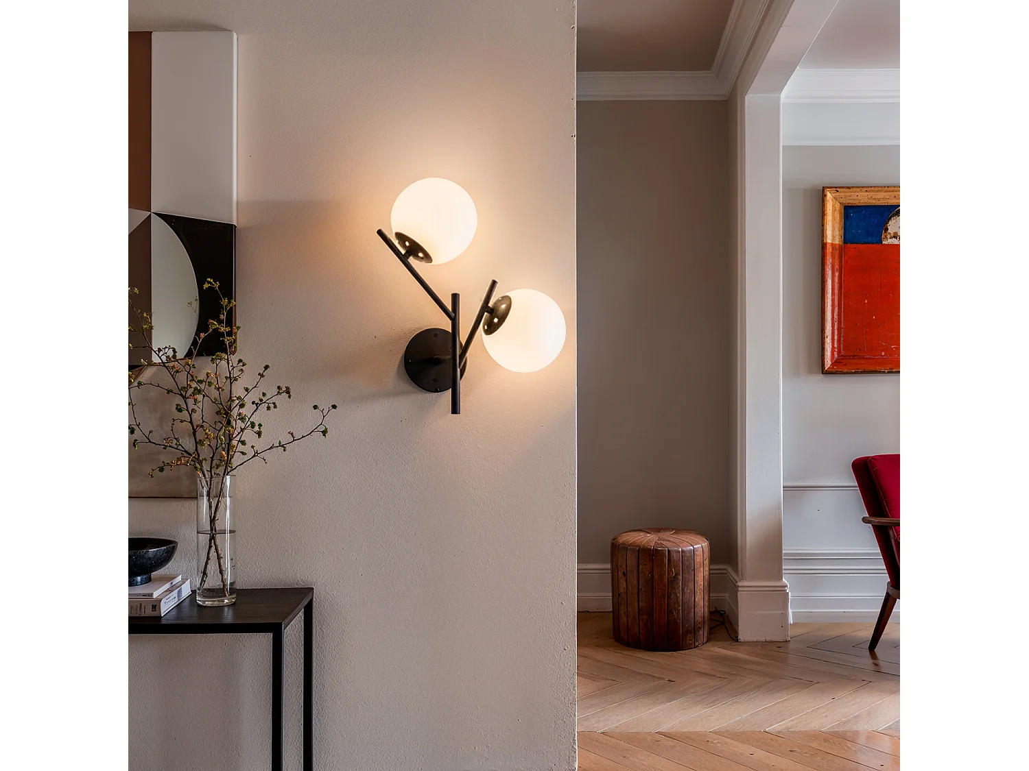 Lampe Murale Métal et Verre Balts  Noir