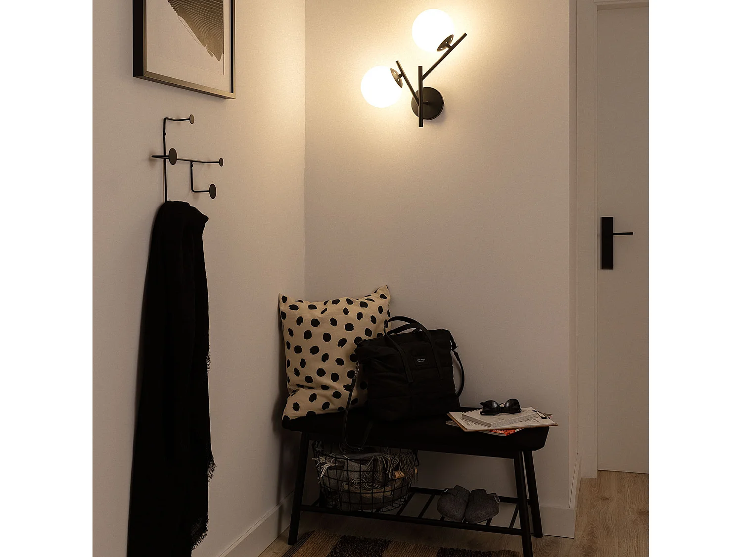 Lampe Murale Métal et Verre Balts  Noir