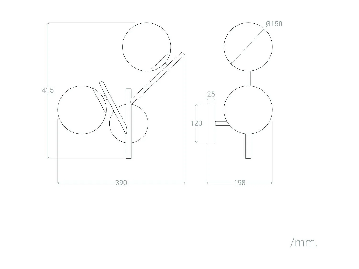 Lampe Murale Métal et Verre Balts  Noir