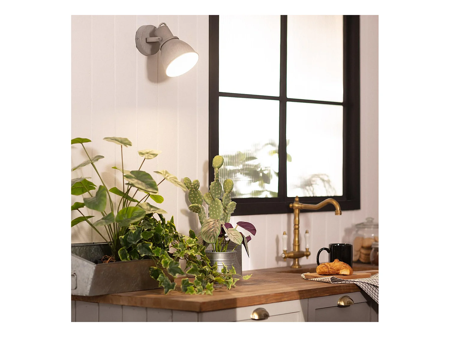 Lampada da Parete Alluminio Orientabile 1 Faretto Emery Grigio