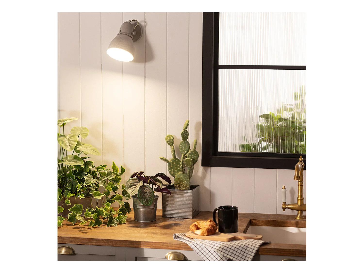 Lampada da Parete Alluminio Orientabile 1 Faretto Emery Grigio