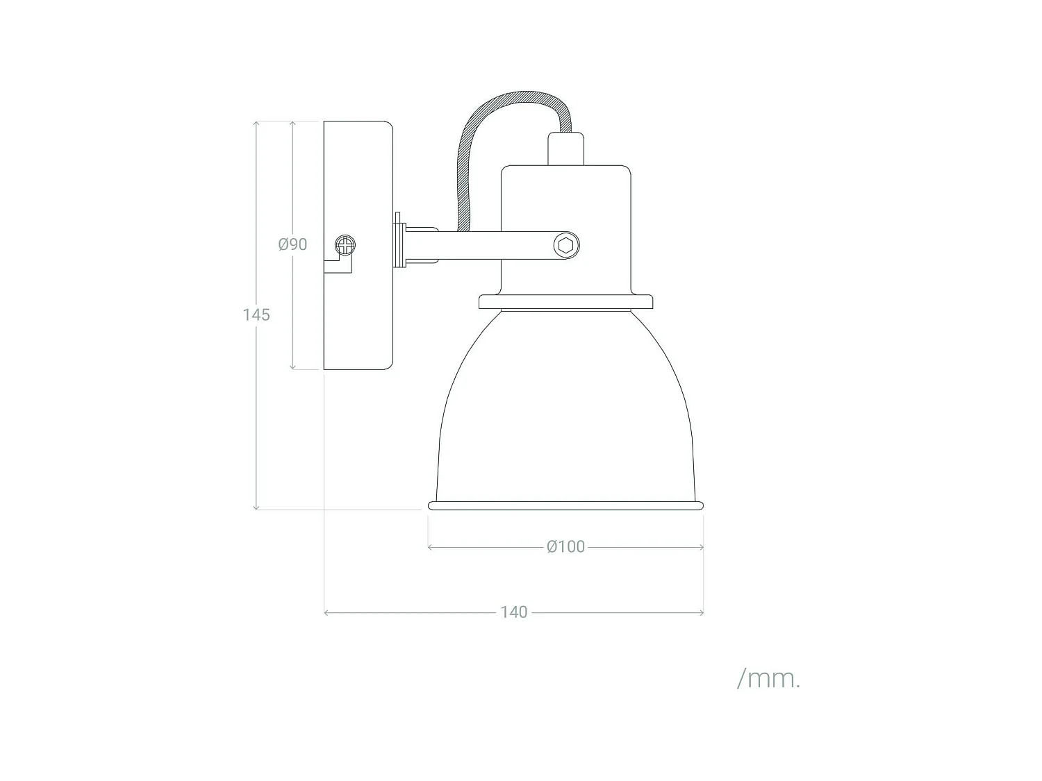 Lampada da Parete Alluminio Orientabile 1 Faretto Emery Grigio