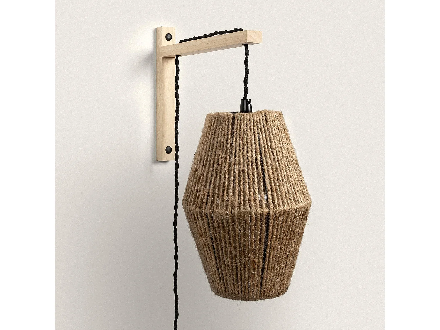 Lampe Murale Bois et Corde Ikal Naturel