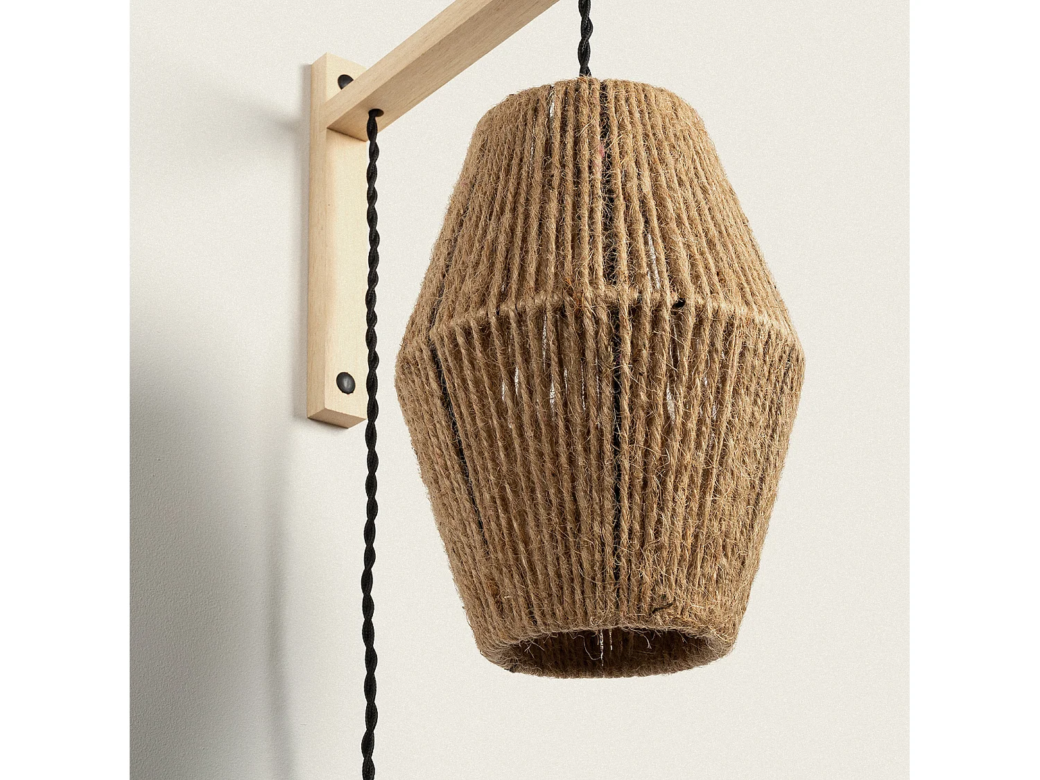 Lampe Murale Bois et Corde Ikal Naturel