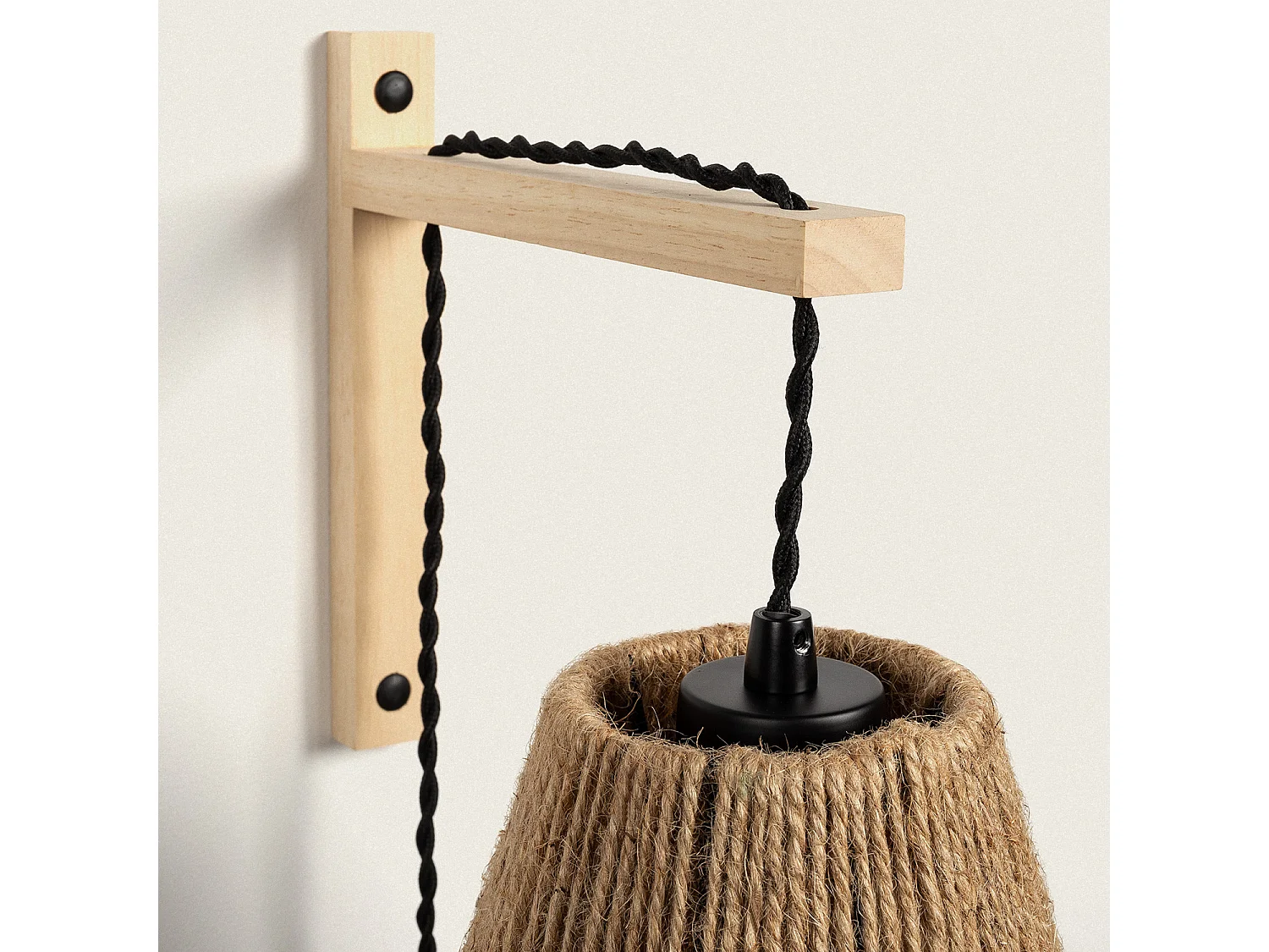 Lampe Murale Bois et Corde Ikal Naturel