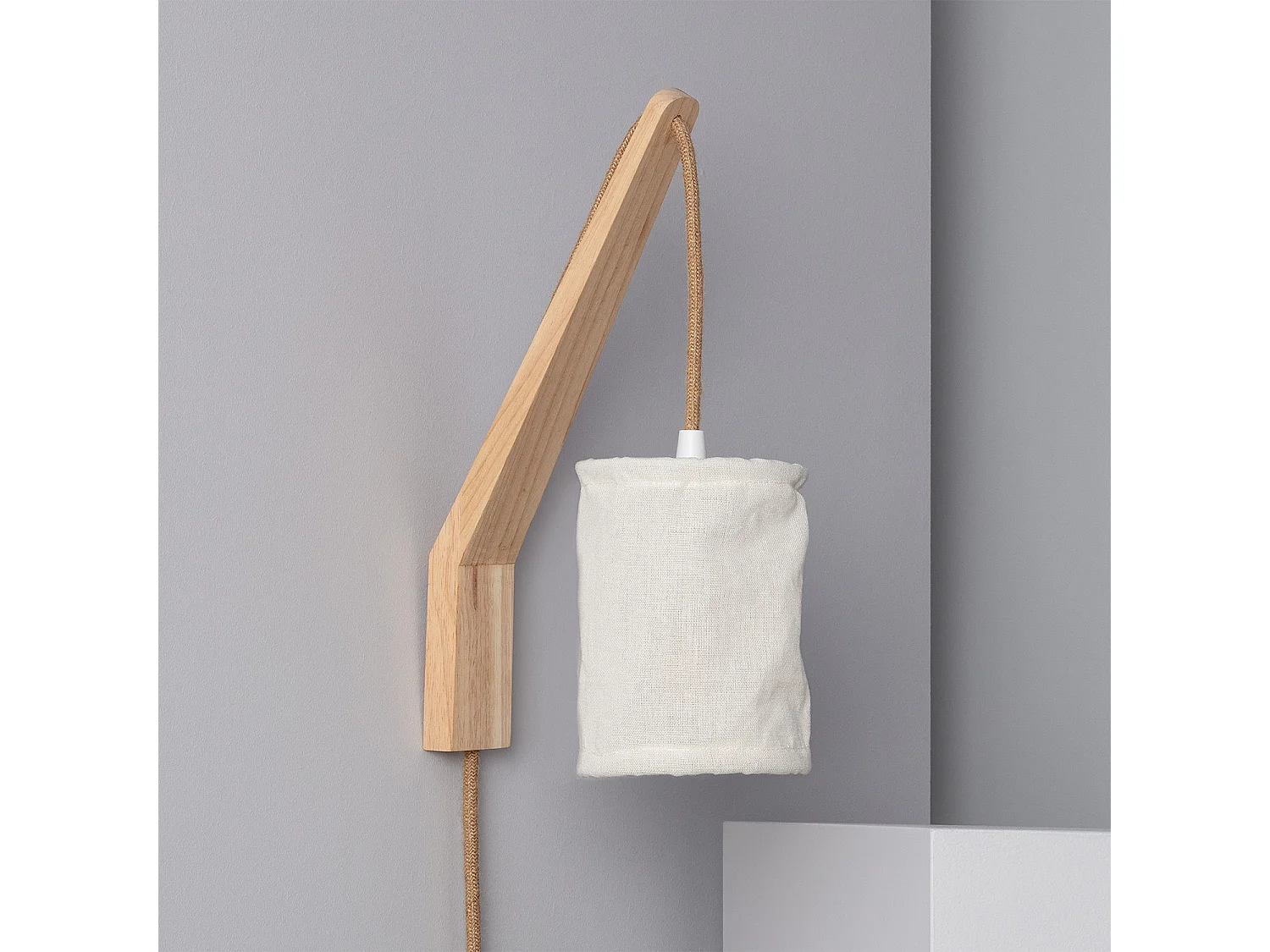 Lámpara de Pared de Madera y Tela Kanzu Natural