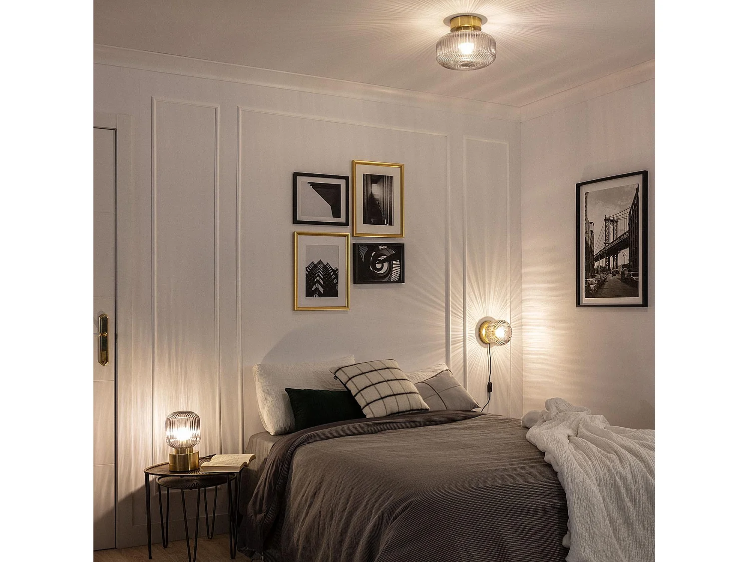 Lampe Murale Métal et Verre Windsor  Doré