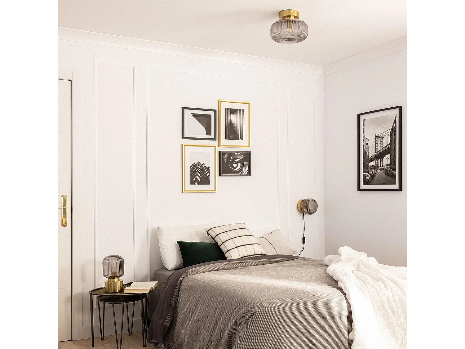 Lampe Murale Métal et Verre Windsor  Doré