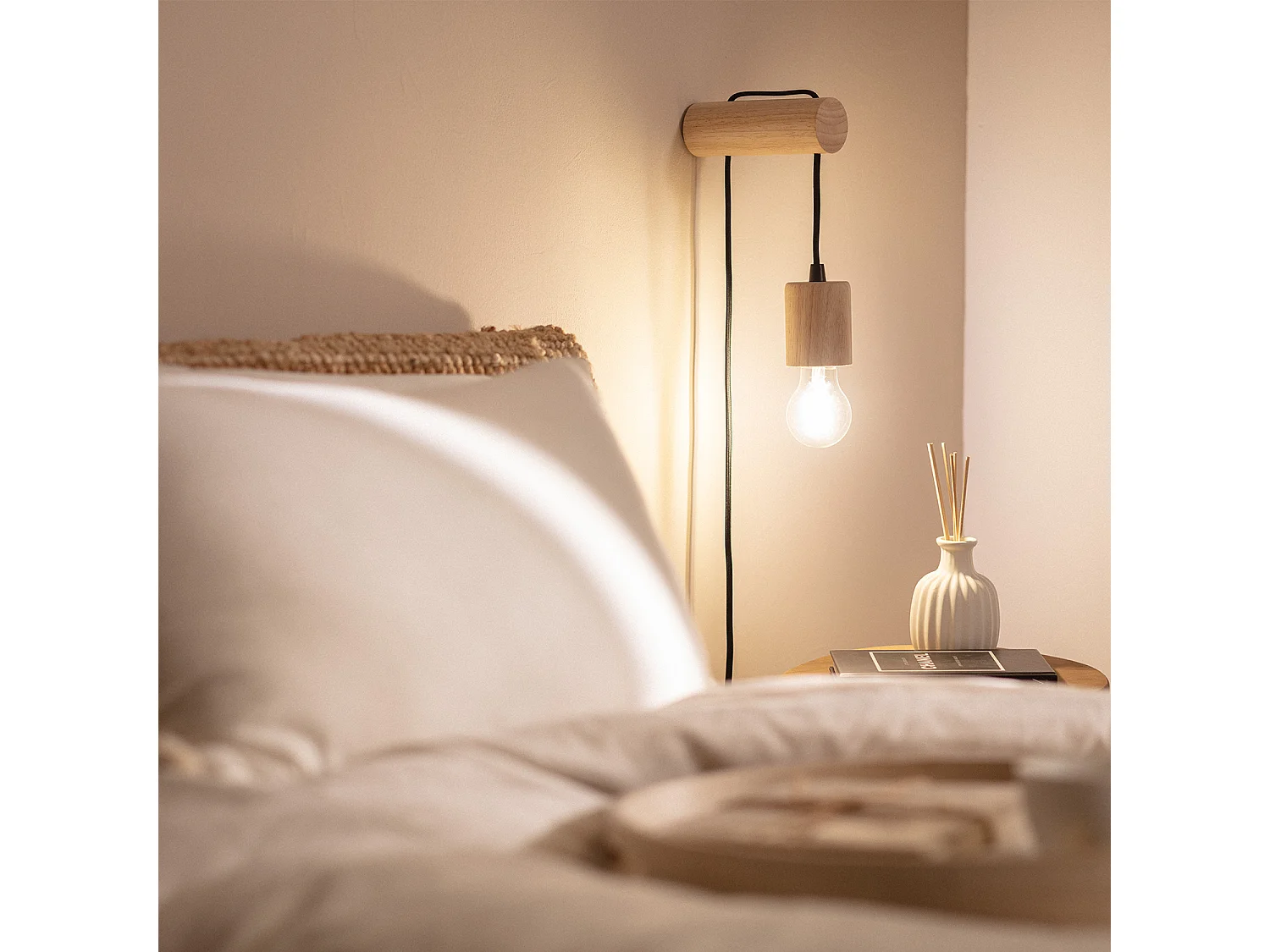 Lampe Murale Bois Torse Naturel