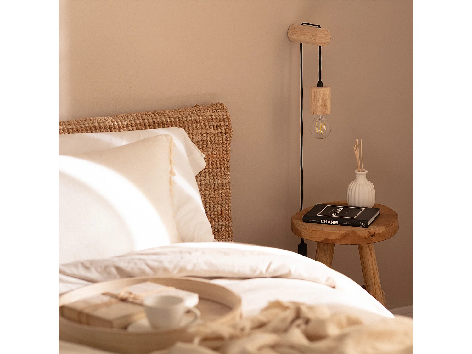 Lampe Murale Bois Torse Naturel