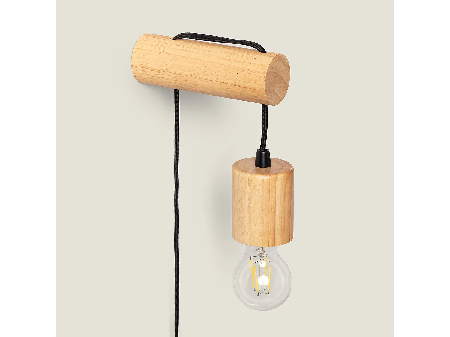 Lampe Murale Bois Torse Naturel