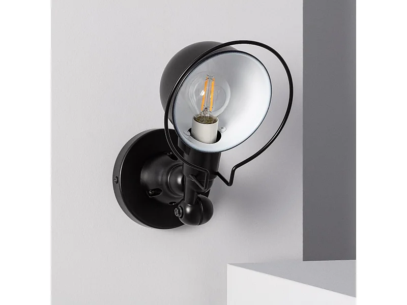 Lámpara de Pared de Metal Orientable Farasi Negro