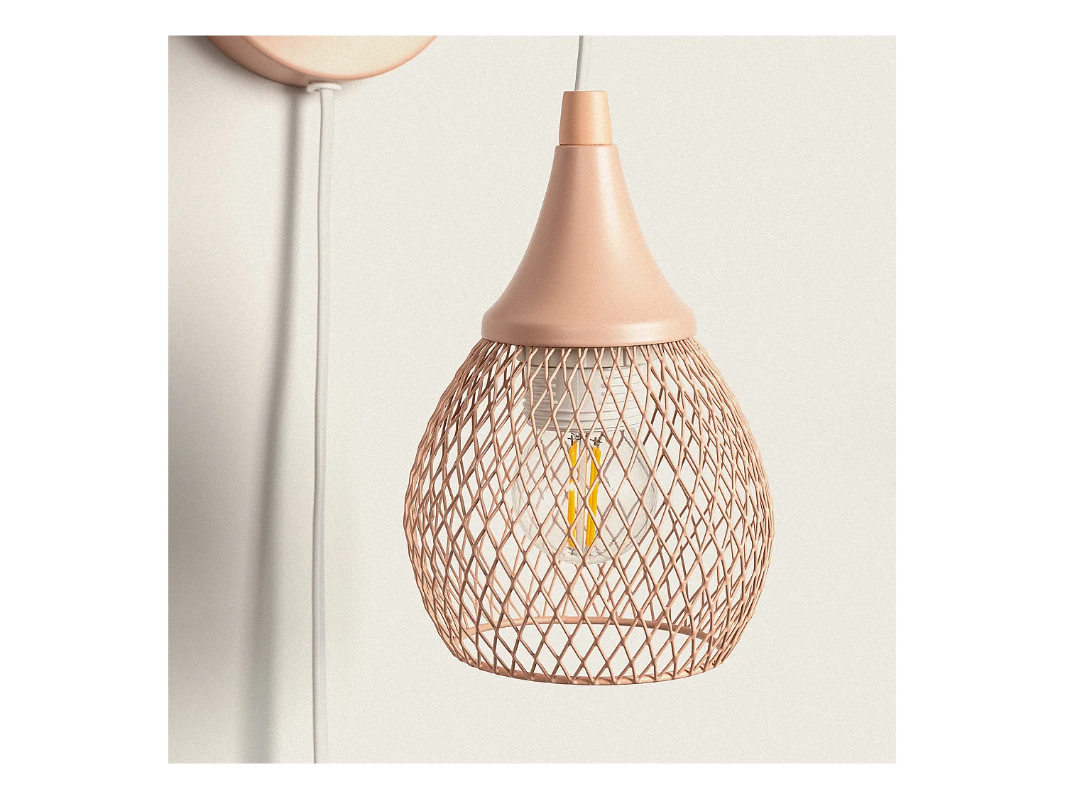 Lampada da Parete Legno e Metallo Monah Rosa Pastello