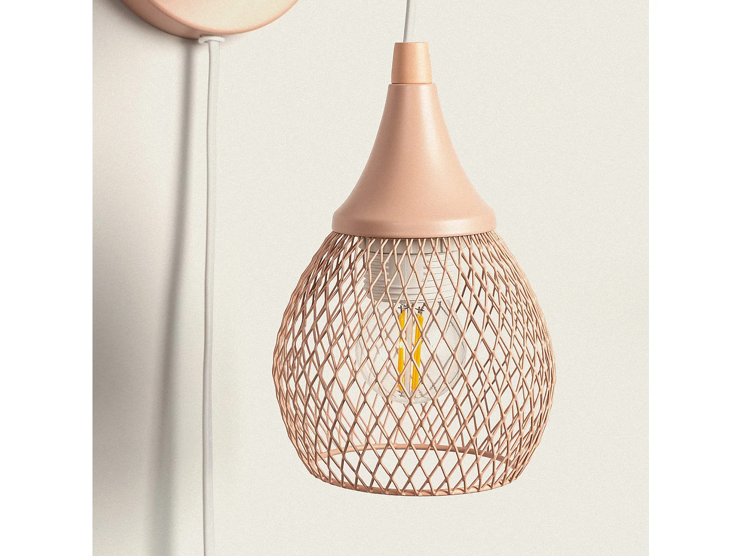 Lampe Murale Bois et Métal Monah Rose pastel